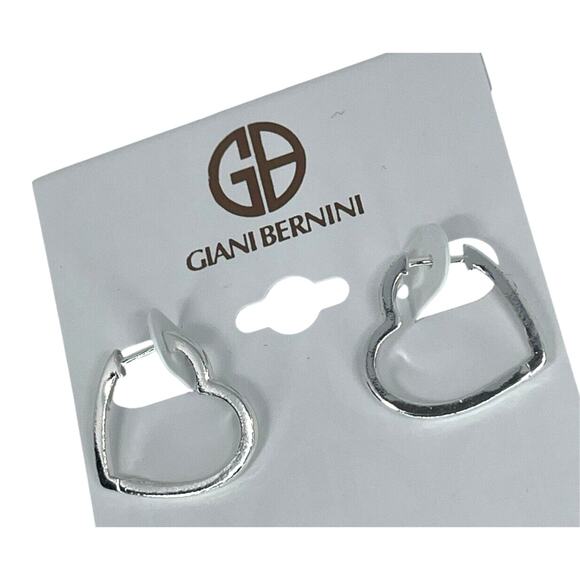 Sterling Silver Heart Hoop Earrings Chic Trendy Fashion Stylish Minimal NWT - Picture 3 of 12